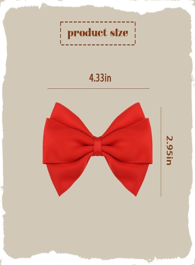 Kefley Silky Satin Bow Hair Clips for Women Girls Red Hair Bows Alligator Clips for Girls Hair Small Cute Ribbon Bow Bowknot Barrettes Hairpins for Birthday Party Christmas Bows 2 PCS - Image 4